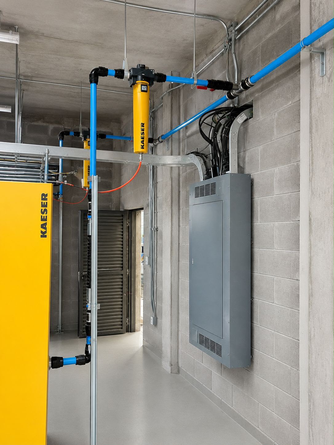 Instalación profesional de tubería para aire y agua industrial.